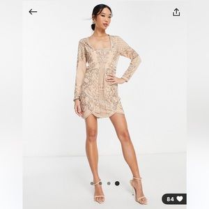 NWT ASOS Beaded Long Sleeve Mini Dress
